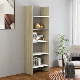 Estantería madera contrachapada blanco y roble 60x35x180 cm de , Librerías y estanterías - Ref: Foro24-803412, Precio: 89,62 ...