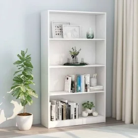 Estantería de 4 niveles madera contrachapada blanca 80x24x142cm de , Librerías y estanterías - Ref: Foro24-800909, Precio: 90...