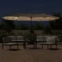 Sombrilla doble de jardín con luces LED gris taupe 449x245 cm de , Sombrillas - Ref: Foro24-362956, Precio: 196,24 €, Descuen...