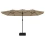 Sombrilla doble de jardín con luces LED gris taupe 449x245 cm de , Sombrillas - Ref: Foro24-362956, Precio: 196,24 €, Descuen...