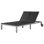 Tumbona doble con ruedas ratán sintético negro de , Tumbonas - Ref: Foro24-43977, Precio: 288,28 €, Descuento: %