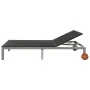 Tumbona doble con ruedas ratán sintético negro de , Tumbonas - Ref: Foro24-43977, Precio: 288,28 €, Descuento: %