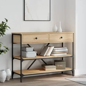 Mesa consola cajones estantes madera de ingeniería roble Sonoma de , Mesas auxiliares - Ref: Foro24-833404, Precio: 128,65 €,...