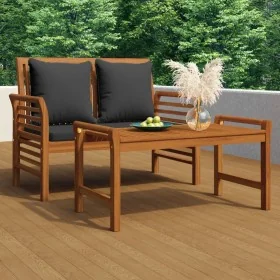 Banco jardín con cojines gris oscuro de madera maciza de acacia de , Bancos de jardín - Ref: Foro24-312140, Precio: 203,75 €,...