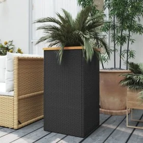 Jardinera de ratán sintético negro 40x40x80 cm de , Maceteros y jardineras - Ref: Foro24-319415, Precio: 76,88 €, Descuento: %