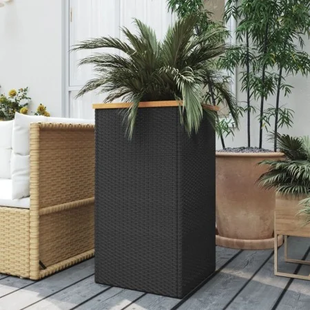 Jardinera de ratán sintético negro 40x40x80 cm de , Maceteros y jardineras - Ref: Foro24-319415, Precio: 76,88 €, Descuento: %