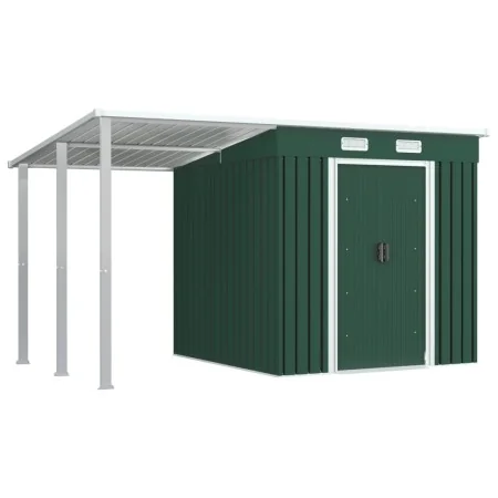 Cobertizo jardín con tejado extendido acero verde 346x193x181 cm de , Cobertizos - Ref: Foro24-144037, Precio: 669,46 €, Desc...