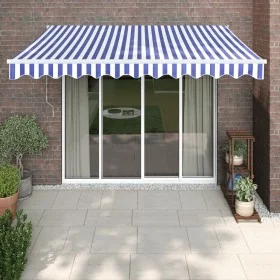 Toldo retráctil aluminio y tela azul y blanco 3,5x2,5 m de , Toldos - Ref: Foro24-3154422, Precio: 221,95 €, Descuento: %