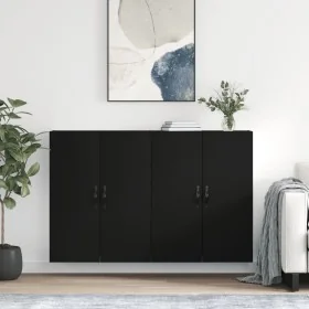 Armarios de pared 2 uds madera de ingeniería negro by , Sideboards - Ref: Foro24-3197890, Price: 170,28 €, Discount: %