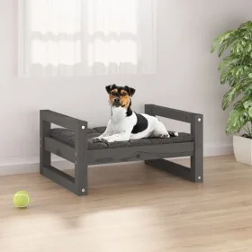 Cama para perros madera maciza de pino gris 55,5x45,5x28 cm by , Beds for dogs - Ref: Foro24-821469, Price: 31,44 €, Discount: %