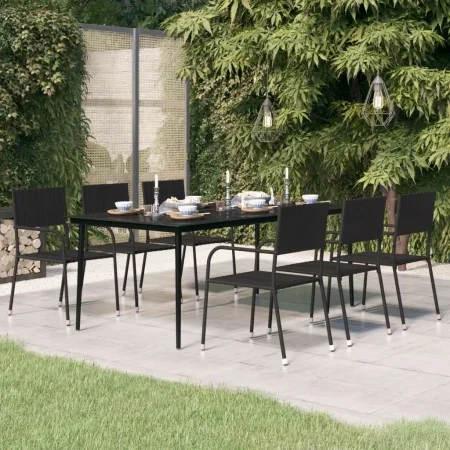 Mesa de comedor para jardín acero y vidrio negro 200x100x74 cm de , Mesas de jardín - Ref: Foro24-3100108, Precio: 222,62 €, ...