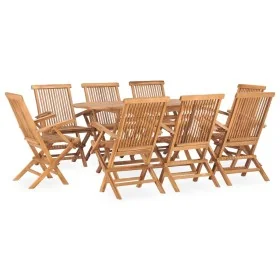 Set de comedor de jardín plegable 9 pzas madera maciza de teca de , Conjuntos de jardín - Ref: Foro24-3059971, Precio: 783,85...