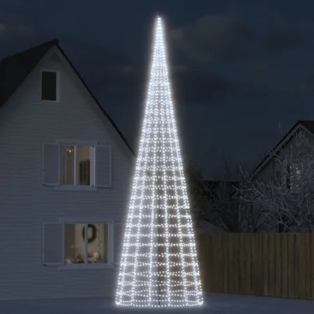 Árbol de Navidad en asta de bandera 3000 LED blanco frío 800 cm de , Luces de Navidad - Ref: Foro24-358121, Precio: 165,26 €,...