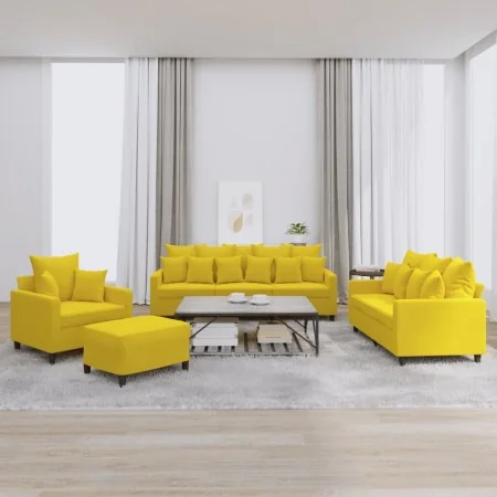 Juego de sofás con cojines 4 piezas terciopelo amarillo by , Sofas - Ref: Foro24-3201696, Price: 612,42 €, Discount: %