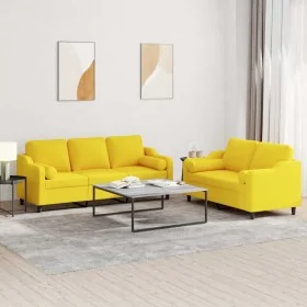 Juego de sofás con cojines 2 piezas tela amarillo claro von , Sofas - Ref: Foro24-3201855, Preis: 447,74 €, Rabatt: %