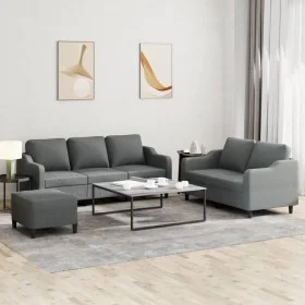 Juego de sofás con cojines 3 piezas tela gris oscuro by , Sofas - Ref: Foro24-3201843, Price: 536,21 €, Discount: %