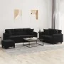Juego de sofás con cojines 3 piezas tela microfibra negro de , Sofás - Ref: Foro24-3202359, Precio: 640,53 €, Descuento: %
