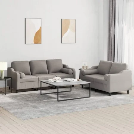 Juego de sofás con cojines 2 piezas tela gris taupe de , Sofás - Ref: Foro24-3201857, Precio: 501,99 €, Descuento: %
