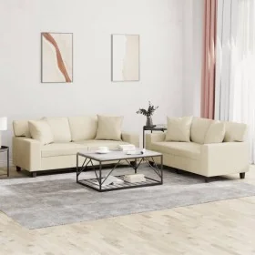 Juego de sofás con cojines 2 piezas cuero sintético color crema by , Sofas - Ref: Foro24-3201925, Price: 481,50 €, Discount: %