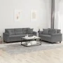 Juego de sofás con cojines 2 piezas tela microfibra gris oscuro de , Sofás - Ref: Foro24-3202352, Precio: 590,24 €, Descuento: %