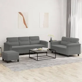 Juego de sofás con cojines 3 piezas tela microfibra gris oscuro de , Sofás - Ref: Foro24-3202346, Precio: 599,94 €, Descuento: %