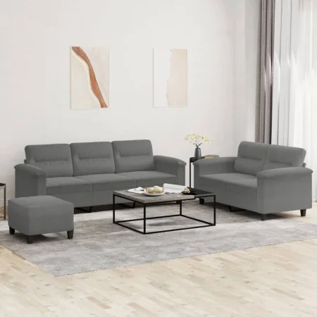 Juego de sofás con cojines 3 piezas tela microfibra gris oscuro de , Sofás - Ref: Foro24-3202346, Precio: 599,94 €, Descuento: %
