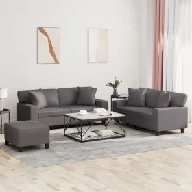 Juego de sofás con cojines 3 piezas cuero sintético gris by , Sofas - Ref: Foro24-3201931, Price: 584,02 €, Discount: %