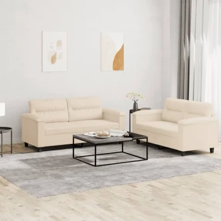 Juego de sofás con cojines 2 piezas tela microfibra beige de , Sofás - Ref: Foro24-3202319, Precio: 551,47 €, Descuento: %