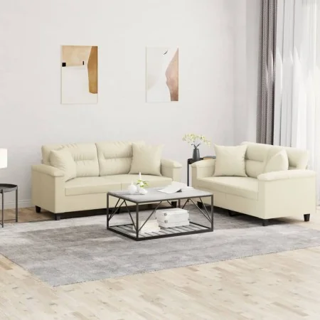Juego de sofás con cojines 2 piezas cuero sintético color crema by , Sofas - Ref: Foro24-3202373, Price: 514,83 €, Discount: %