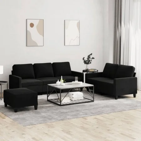 Juego de sofás con cojines 3 piezas terciopelo negro de , Sofás - Ref: Foro24-3201531, Precio: 535,34 €, Descuento: %