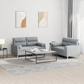 Juego de sofás con cojines 2 piezas tela gris claro de , Sofás - Ref: Foro24-3201584, Precio: 460,03 €, Descuento: %