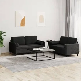 Juego de sofás con cojines 2 piezas terciopelo negro de , Sofás - Ref: Foro24-3201999, Precio: 442,16 €, Descuento: %