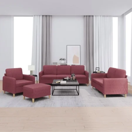 Juego de sofás con cojines 4 piezas tela rojo tinto by , Sofas - Ref: Foro24-3202068, Price: 599,97 €, Discount: %