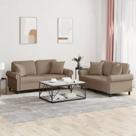 Juego de sofás con cojines 2 piezas cuero sintético capuchino by , Sofas - Ref: Foro24-3202164, Price: 481,89 €, Discount: %
