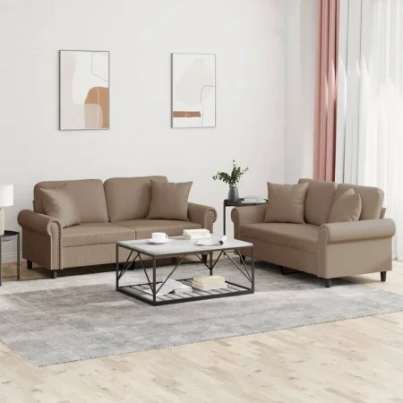 Juego de sofás con cojines 2 piezas cuero sintético capuchino de , Sofás - Ref: Foro24-3202164, Precio: 481,89 €, Descuento: %