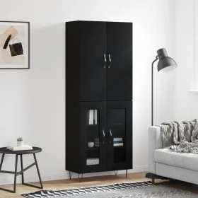Aparador alto madera contrachapada negro 69,5x34x180 cm de , Aparadores - Ref: Foro24-3198066, Precio: 167,88 €, Descuento: %