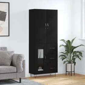 Aparador alto madera contrachapada negro 69,5x34x180 cm by , Sideboards - Ref: Foro24-3198098, Price: 174,19 €, Discount: %