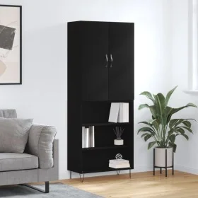 Aparador alto madera contrachapada negro 69,5x34x180 cm by , Sideboards - Ref: Foro24-3198114, Price: 136,05 €, Discount: %