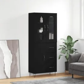 Aparador alto madera contrachapada negro 69,5x34x180 cm de , Aparadores - Ref: Foro24-3198498, Precio: 209,68 €, Descuento: %