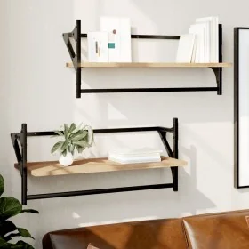 Estantes de pared con barras 2 uds roble Sonoma 65x25x30 cm by , Shelves and shelves - Ref: Foro24-836244, Price: 30,48 €, Di...