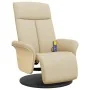 Sillón reclinable de masaje con reposapiés tela color crema de , Sillones - Ref: Foro24-356539, Precio: 259,81 €, Descuento: %