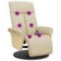 Sillón reclinable de masaje con reposapiés tela color crema de , Sillones - Ref: Foro24-356539, Precio: 259,81 €, Descuento: %