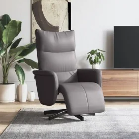 Sillón reclinable con reposapiés cuero sintético gris de , Sillones - Ref: Foro24-356587, Precio: 216,86 €, Descuento: %