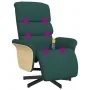 Sillón reclinable de masaje con reposapiés tela verde oscuro de , Sillones - Ref: Foro24-356617, Precio: 255,20 €, Descuento: %