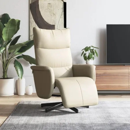 Sillón reclinable con reposapiés cuero sintético color crema de , Sillones - Ref: Foro24-356585, Precio: 216,86 €, Descuento: %