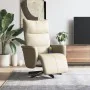 Sillón reclinable masaje con reposapiés cuero sintético crema de , Sillones - Ref: Foro24-356593, Precio: 236,24 €, Descuento: %