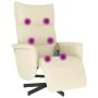 Sillón reclinable masaje con reposapiés cuero sintético crema de , Sillones - Ref: Foro24-356593, Precio: 236,24 €, Descuento: %