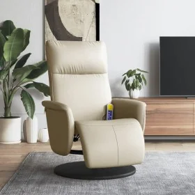 Sillón reclinable masaje con reposapiés cuero sintético crema de , Sillones - Ref: Foro24-356553, Precio: 229,39 €, Descuento: %