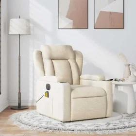 Sillón de masaje reclinable de tela crema de , Sillones - Ref: Foro24-372424, Precio: 269,03 €, Descuento: %