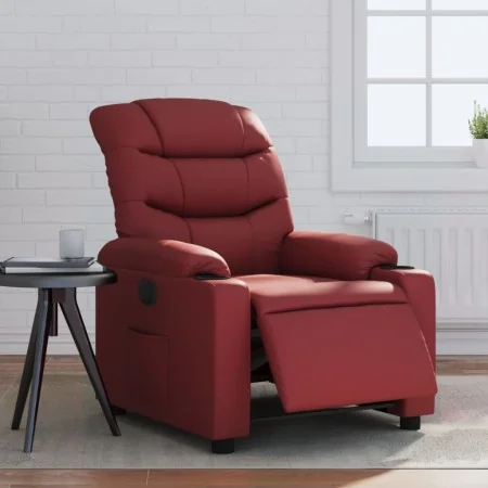 Sillón reclinable eléctrico de cuero sintético rojo tinto de , Sillones - Ref: Foro24-3206589, Precio: 266,91 €, Descuento: %